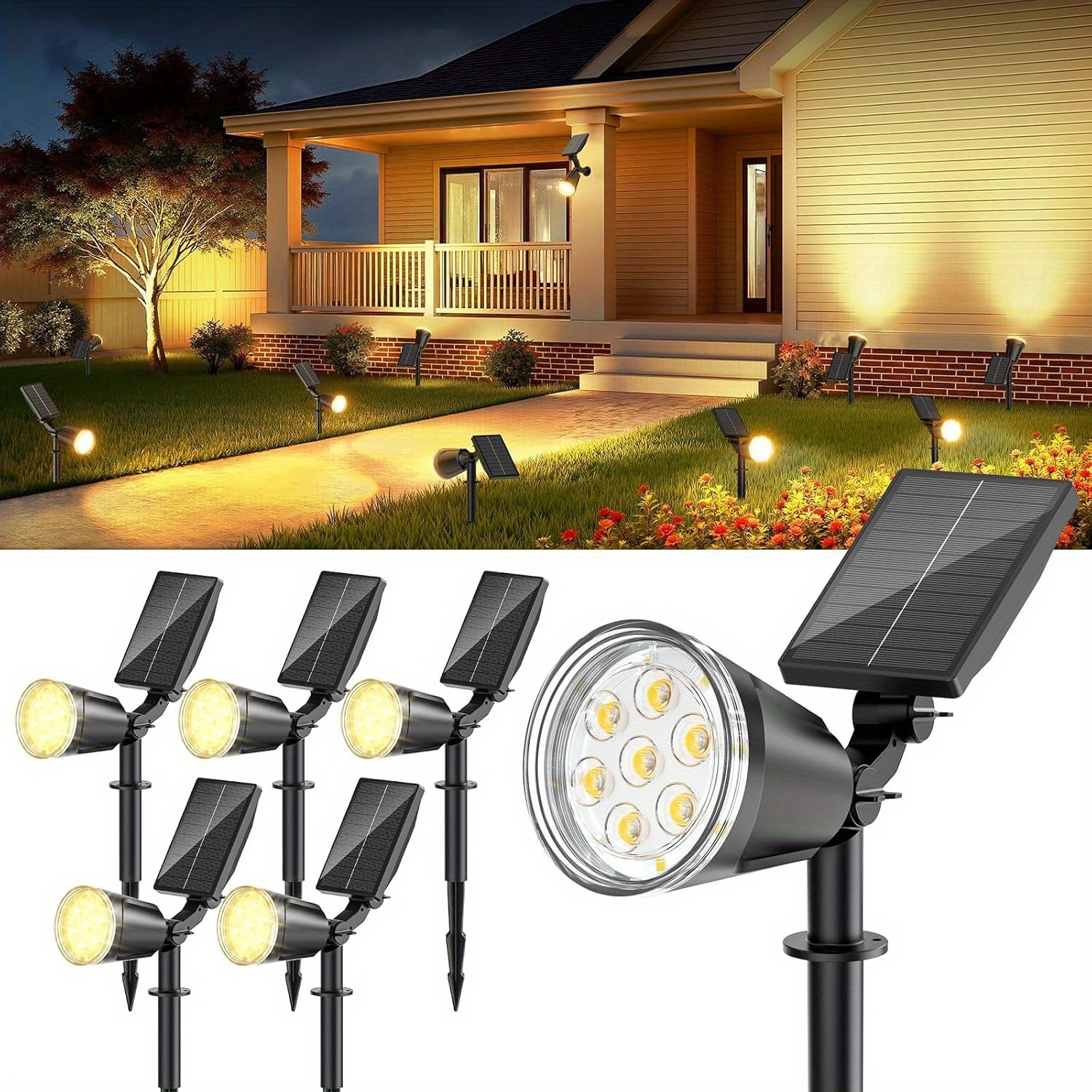 6/4/2 Pack Solar Spot Lights Outdoor, Solar Landscape Spotlights, Auto Solar Powered Security Lights For Yard Garden Pathway Walkway