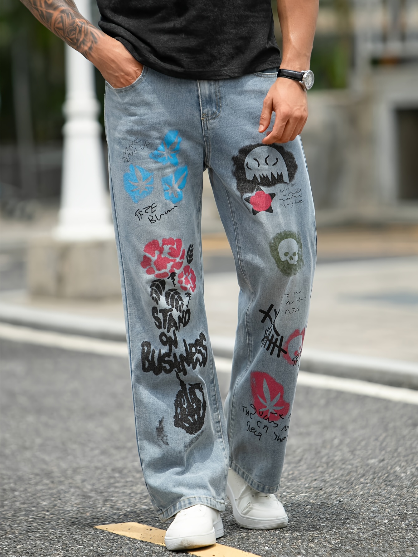 UNUSED 13.5oz side print denim pants Vintage Levis 501 66 chain