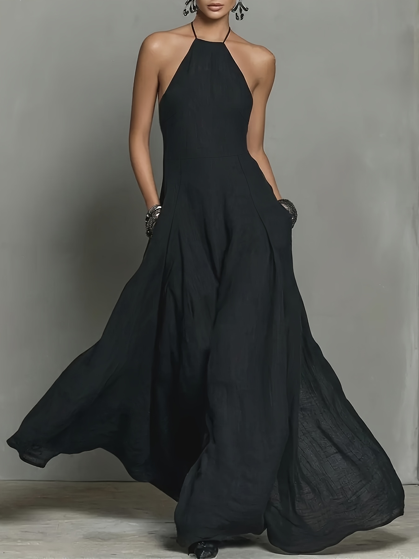 spaghetti strap black dress long sold on Temu United States