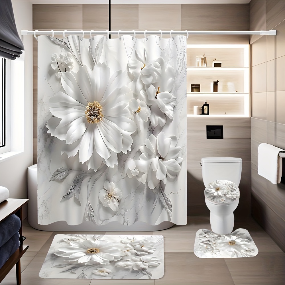 

1pc/4pcs Curtain 12 Bathroom Mat Rug Carpet Polyester Curtain For Bathroom Accessories