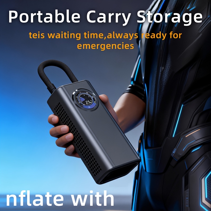 Portable Car Tire Inflator, Car Air Pump for Rapid Inflation, Fast Charging USB Port, with Tire Pressure Gauge, 3000mAh Lithium Battery, Rapid Charging, Suitable for Cars, Bicycles, Motorcycles, Sports Balls, High-Efficiency Motor, Quick Inflation