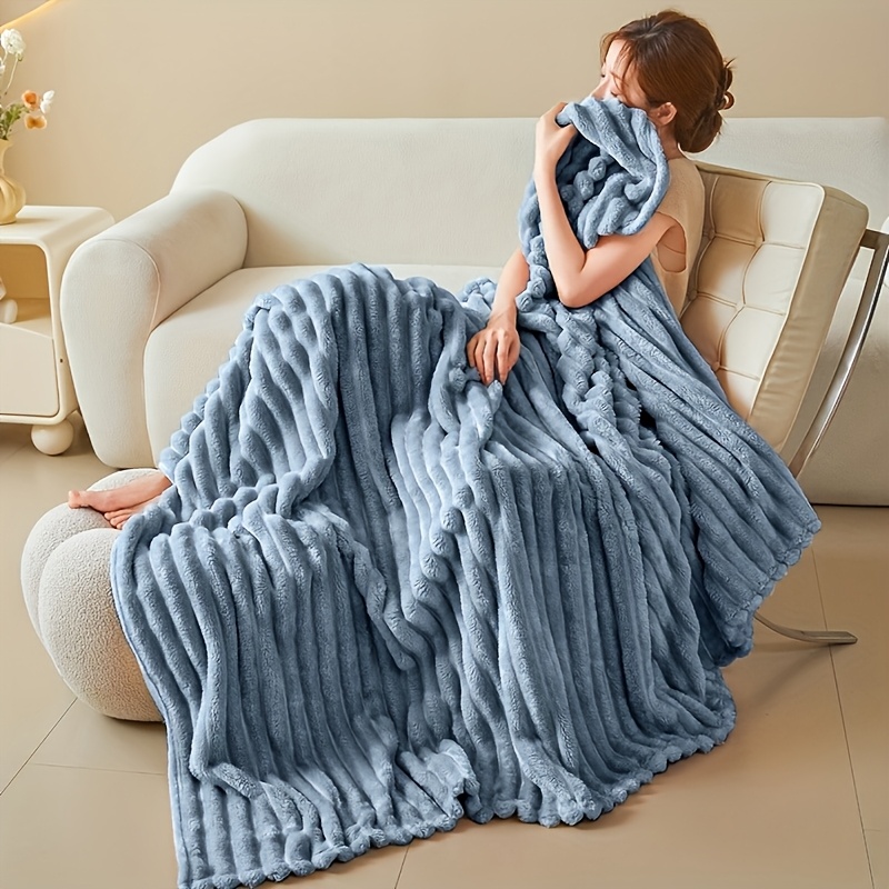 Striped Luxury Bed Blanket, Soft and Comfortable