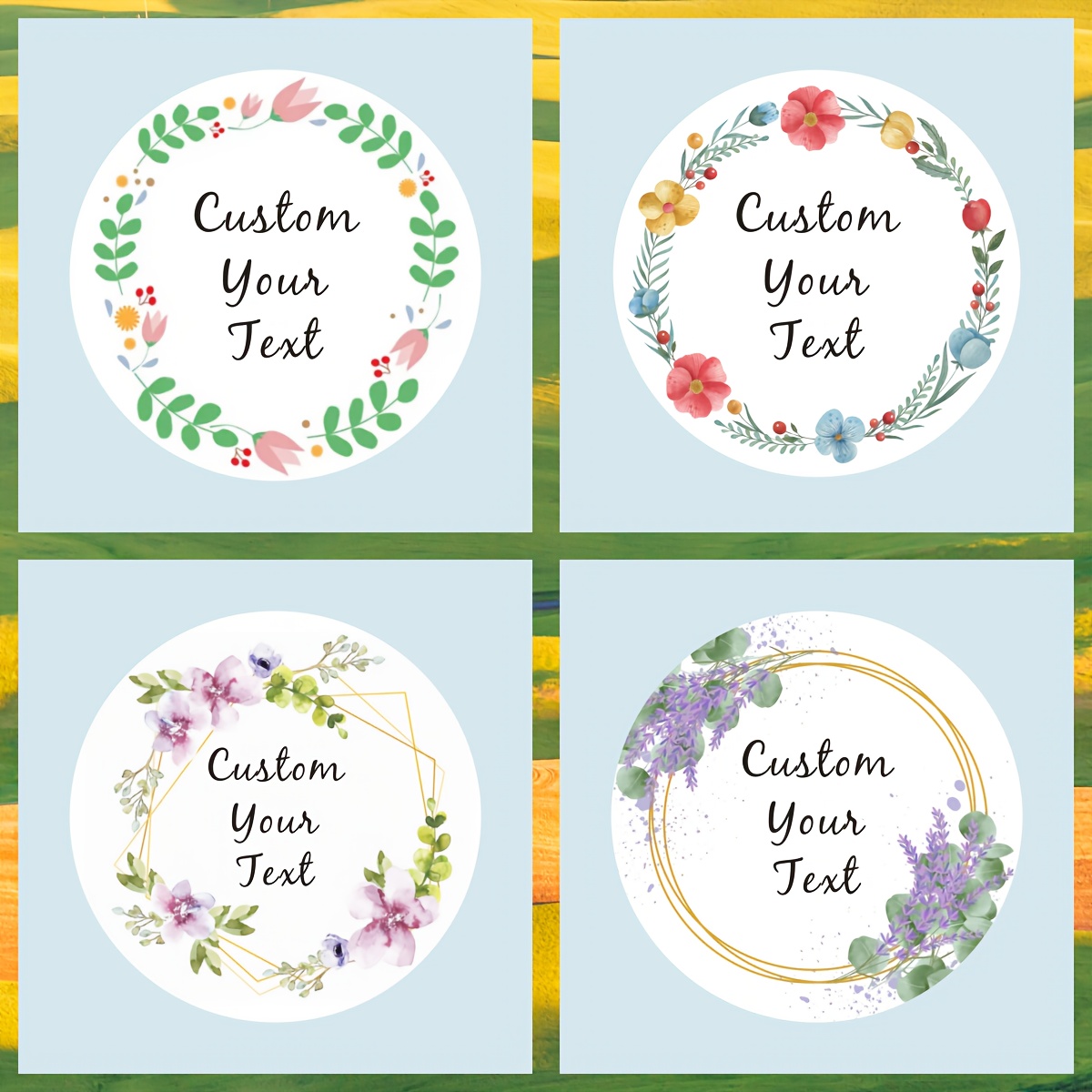 

Custom Personalized Floral Sticker Labels In Sizes 1.18/1.57/1.93/2., For Decorating Baking Gift Boxes, Bags, And Of Stickers For Birthday, Wedding, Party, And Holiday Decorations.