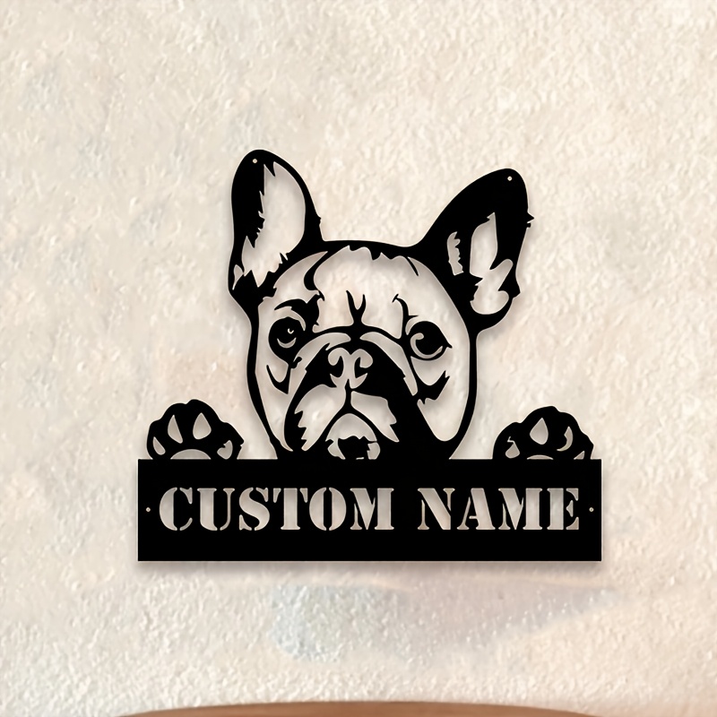 

1pc Personalized French Bulldog Metal With Custom Nameplate, Iron Sign For Home Decor, Wall Hanging Decor, With Adhesive Tape, Fade And Water Resistant For Living Room, Entryway Display