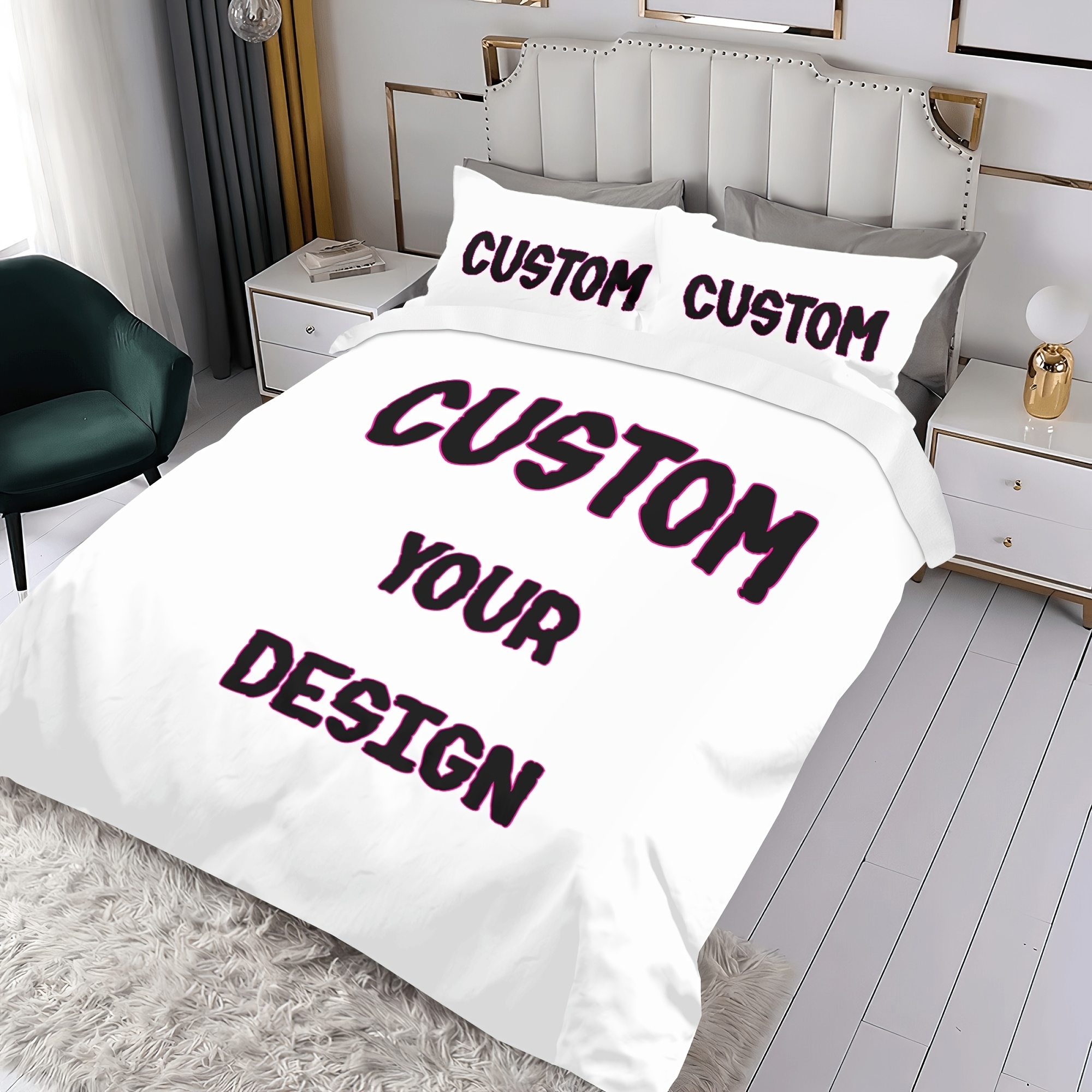 TEMU A Custom 3pcs Photo Bedding (1 Duvet Cover And 2 Pillowcases), Comfortable For , Resistant To Fading, With A Zipper Closure, Printed, Ideal For