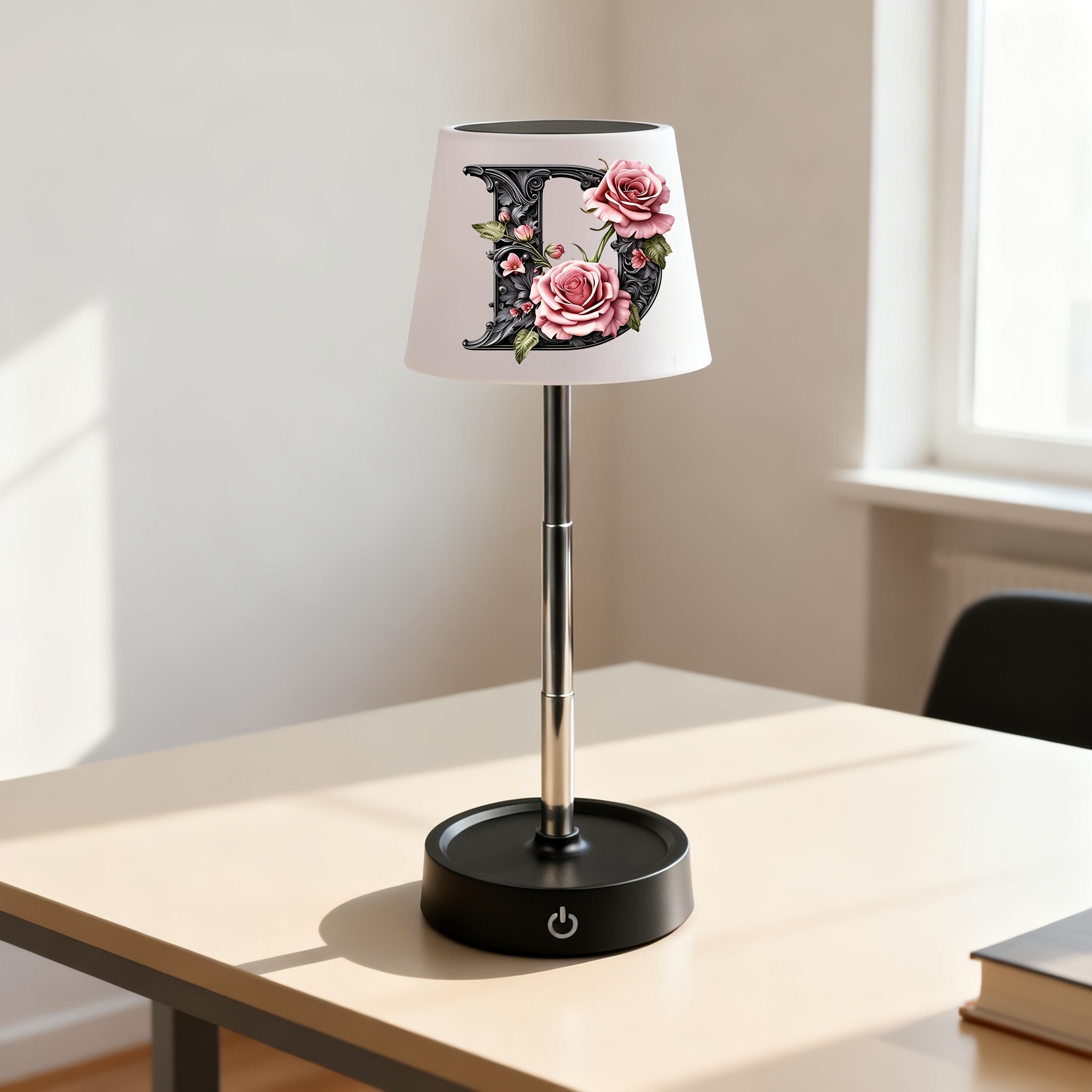 Adjustable Height Floral Monogram Desk Lamp
