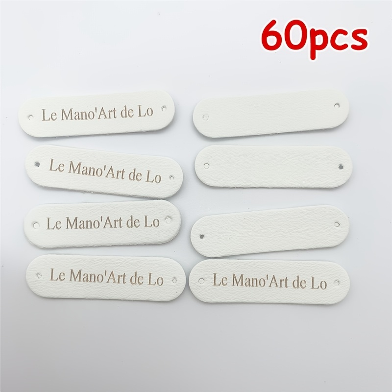 TEMU 60 etiquetas de cuero sintético personalizables - Etiquetas perforadas para ropa, regalos y embalaje DIY - Diseño y elegante para