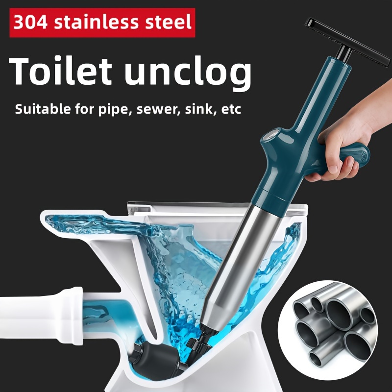 

8-piece Stainless Steel Toilet Unclog Set: Suitable For Pipe, Sewer, Sink, Etc. - Bar Pressure - No Battery Required - Aswei Brand