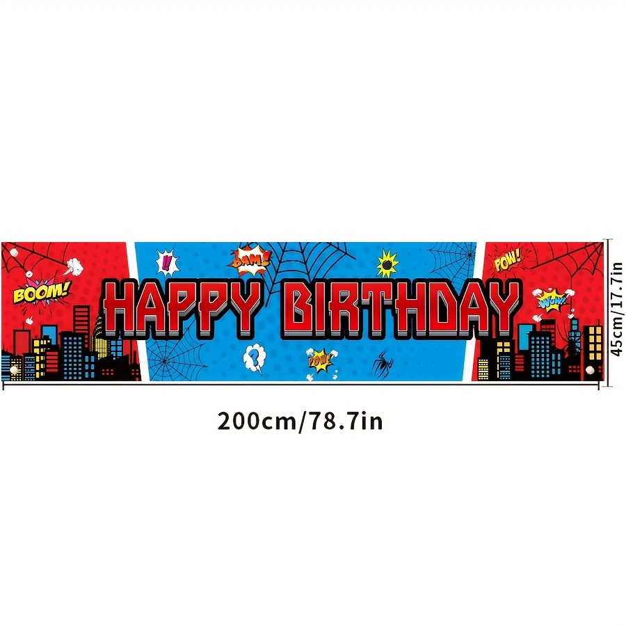 Image of 1pc Happy Birthday Banner Birthday Banner Themed Birthday Party Supplies Decorations, Hero Birthday Party Supplies Outdoor Indoor