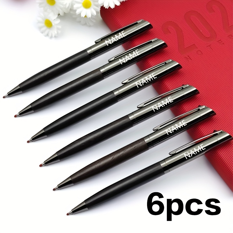 E-shop 6-teiliges Luxus-Set Handgefertigte - -Füllfeder mit Metallclip, Kreativer Einziehbarer Schwarzer Füller inkl. Lasergravur – Büro-,