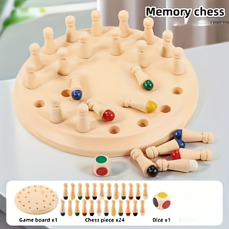 Image of 26pcs Wooden Memory Chess Set, Suitable For Brain Training, Family Strategy Board Game, Enhances Children's Memory, Intellectual Challenge And Interactive Fun