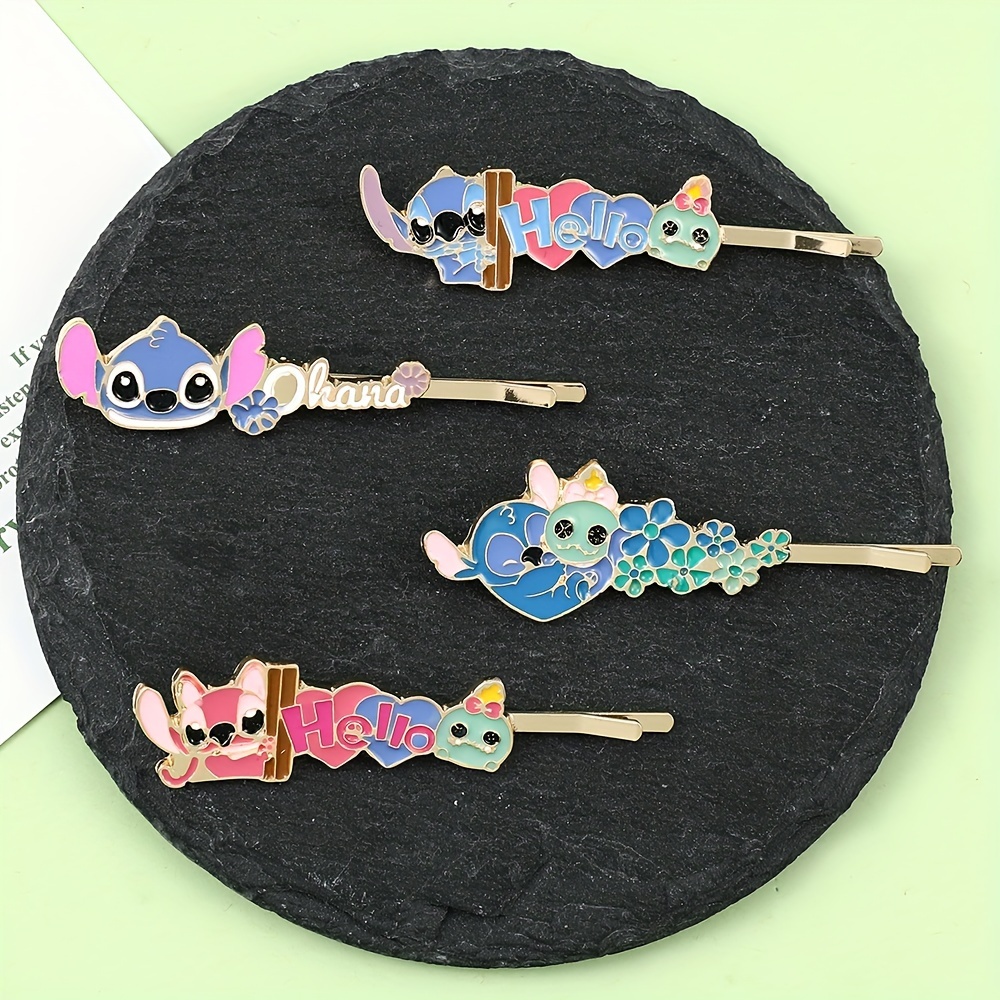 

1/4pcs, Baby Hair Clip Cartoon Stitch Clip Cute Stitch Flower Back Head Hair Clip, Suitable For