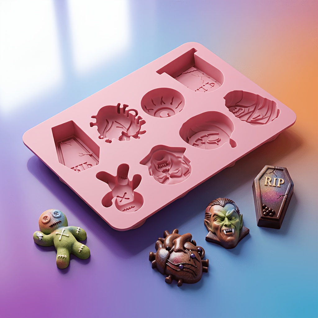 Image of Halloween-themed Mold Rotating Chocolate Silicone Mold Wedding Party Dessert Baking Cake Mold