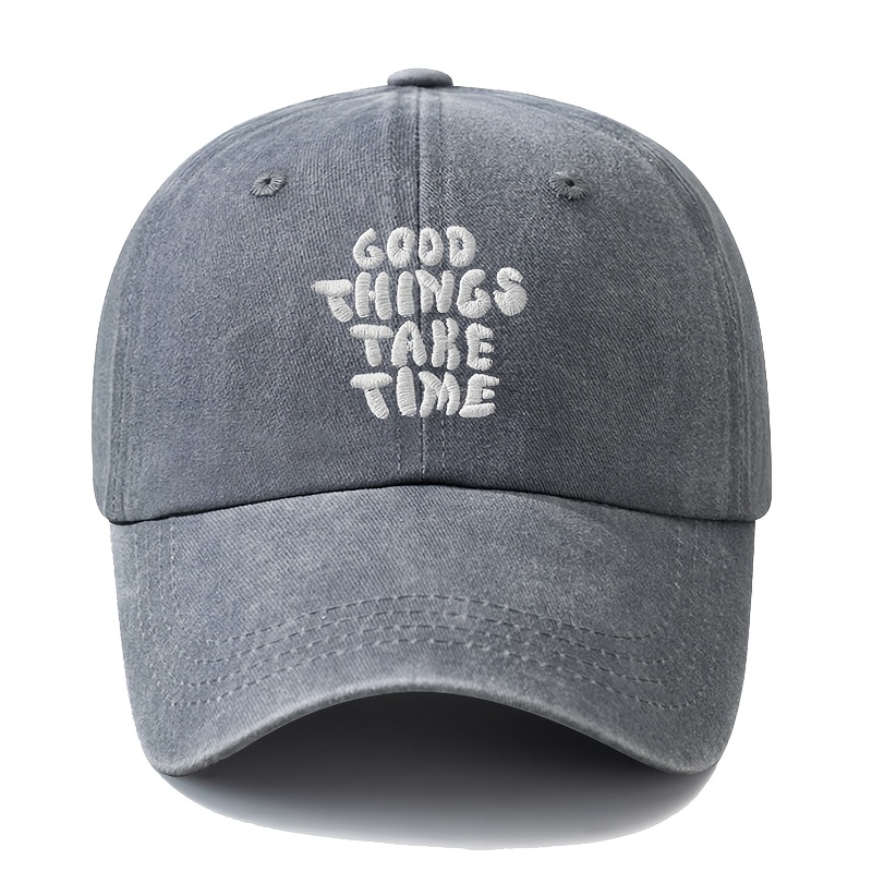 Embroidered Letter Washed Vintage Baseball Cap Unisex Adjustable Duckbill Hat Outdoor Travel Camping Sun Hat Party Hip-hop Curved Brim Cap