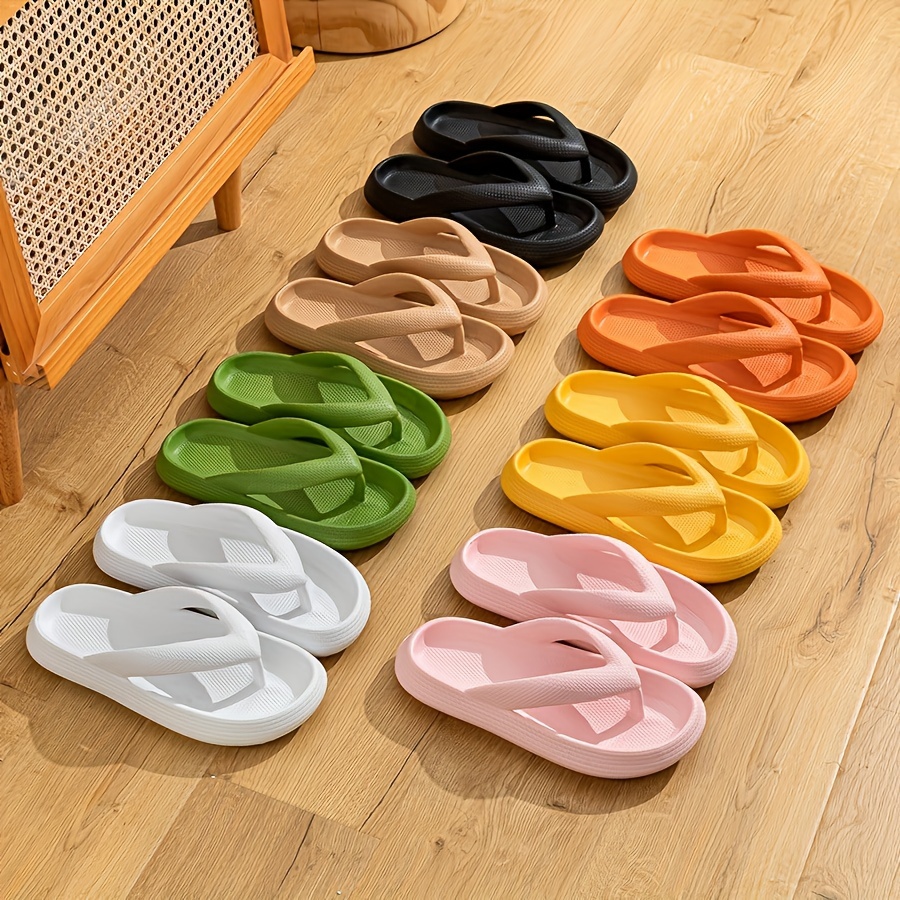 

Unisex Solid Color Flip Flops, Wear-resistant Eva Slide Shoes, Indoor & Outdoor Home Bathroom Slides