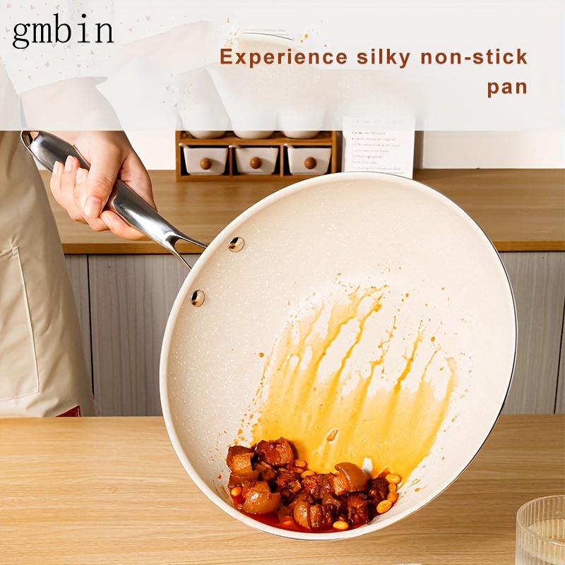 gmbin ceramic frying pan non stick pan   shell porcelain frying pan wheat rice stone flat bottomed deep frying pan details 1