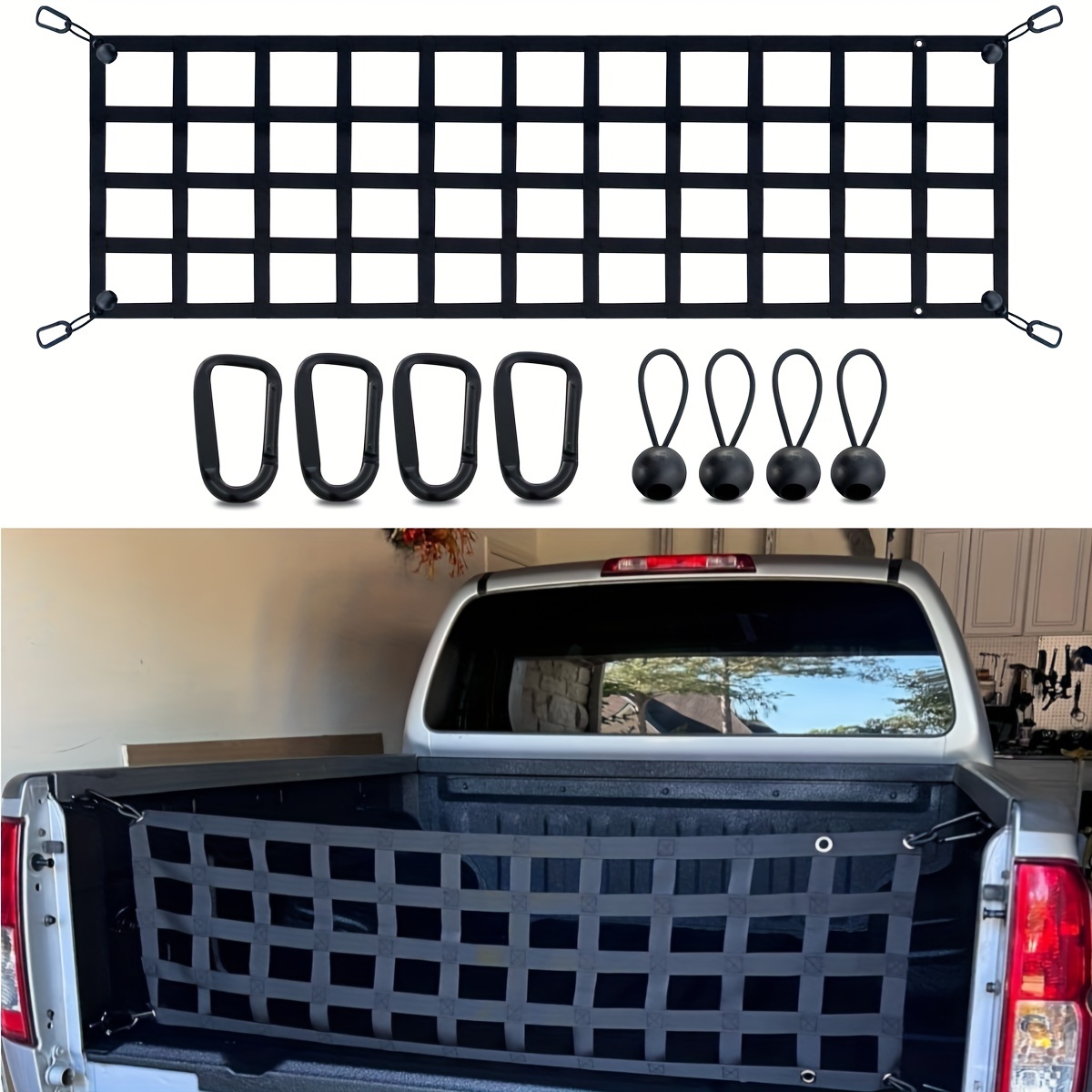 

Net For Pickup Truck Bed - Cargo Trucks Bed Divider For Full Size Truck 60'' X 18'' (black) - Mesh Tail Gate Fit For , For Ford, For Tacoma, For Toyota, For