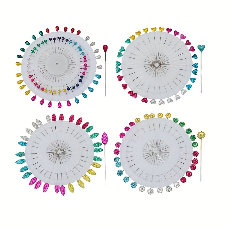 TEMU 120pcs Pearl Large Head Manual Positioning Needle Multicolor Leaves And Heart Shaped Positioning Pins Essentials Diy Handmade Sewing Decorative