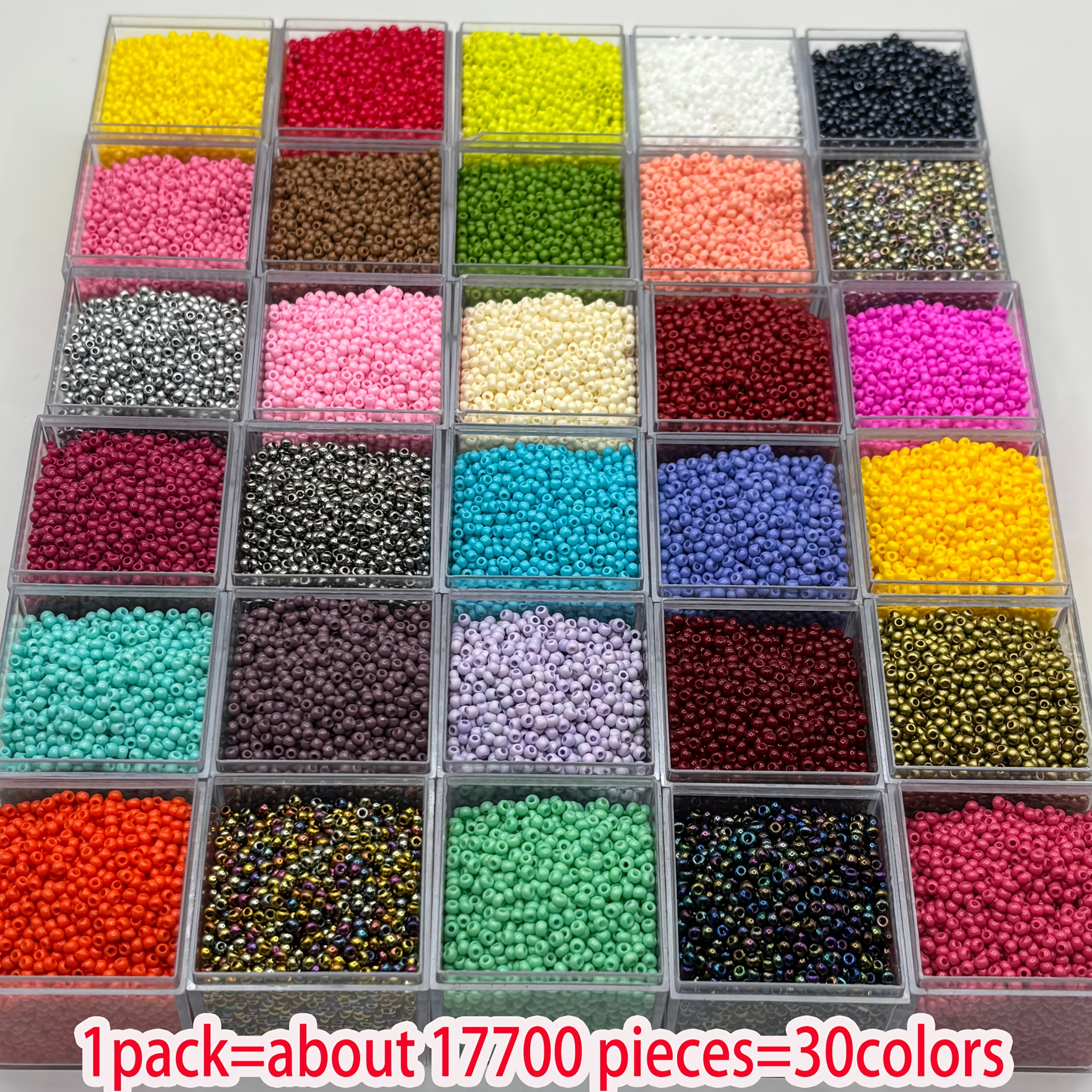 TEMU 17700 perles en verre tchèque de haute qualité 1,8 mm - 30 couleurs décoratives, taille uniforme idéales pour DIY bracelets d' , , boucles