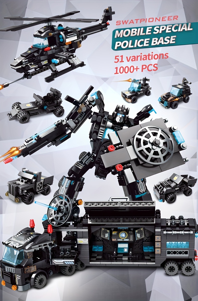 City Police Department Building Blocks Kit Toy, Police Car, Role-playing Toys for Boys And Girls, Halloween/Thanksgiving Day/Christmas Gift