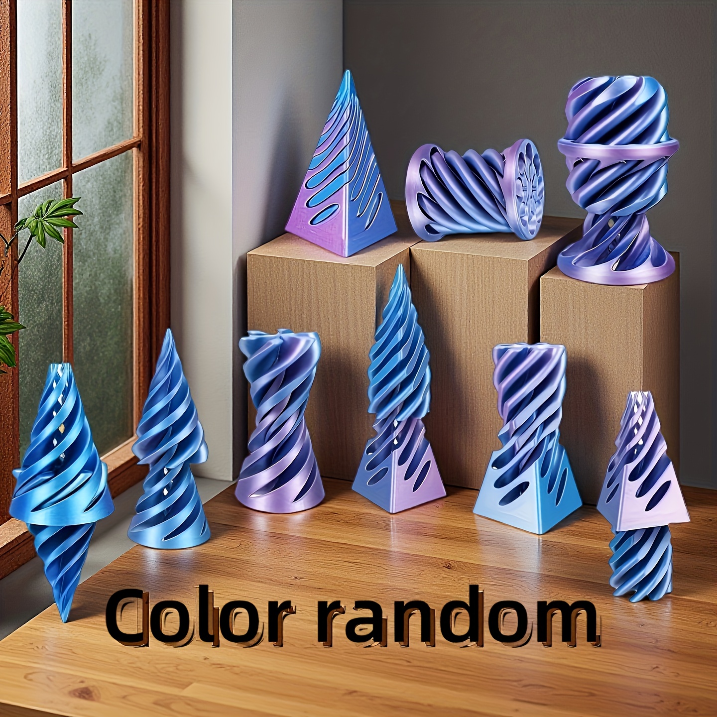 3-Pack Impossible Cone Fidget Ornaments - Spiral Pyramid Desk Decor with Flexible Cone, Relax Office & Home Decoration, Anxiety Relief fidgets in Pastel & Bright Colors (Pink, Blue, Purple, Green, Golden, ) - Ideal Gift for Adults & Teens, Focus Aid, Playful Design, Smooth Finish, Focus Tool, Work From Home