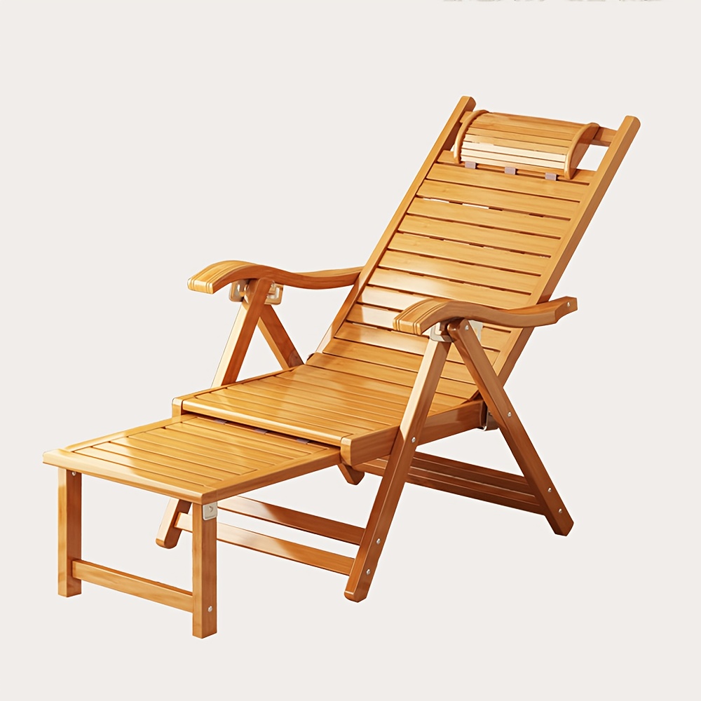 Image of 1pc A Versatile Folding Chair Made From Bamboo, Suitable For Indoor And Outdoor Use, Perfect For Relaxing Room, Garden, During Camping, Fishing, Or , Featuring A Backrest