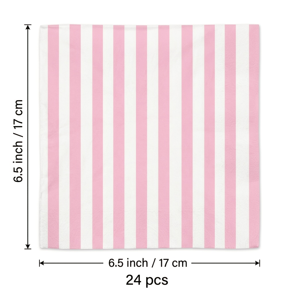 TEMU 24 tovaglioli rosa e a righe, forniture per feste a tema a righe verticali, tovaglioli di carta usa e getta a 3 per compleanno di ragazze, baby