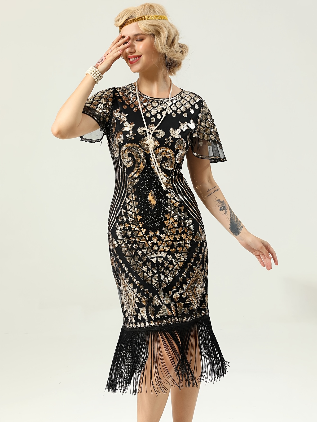 open lace back dress Women's Mixed Print Maxi Dress L