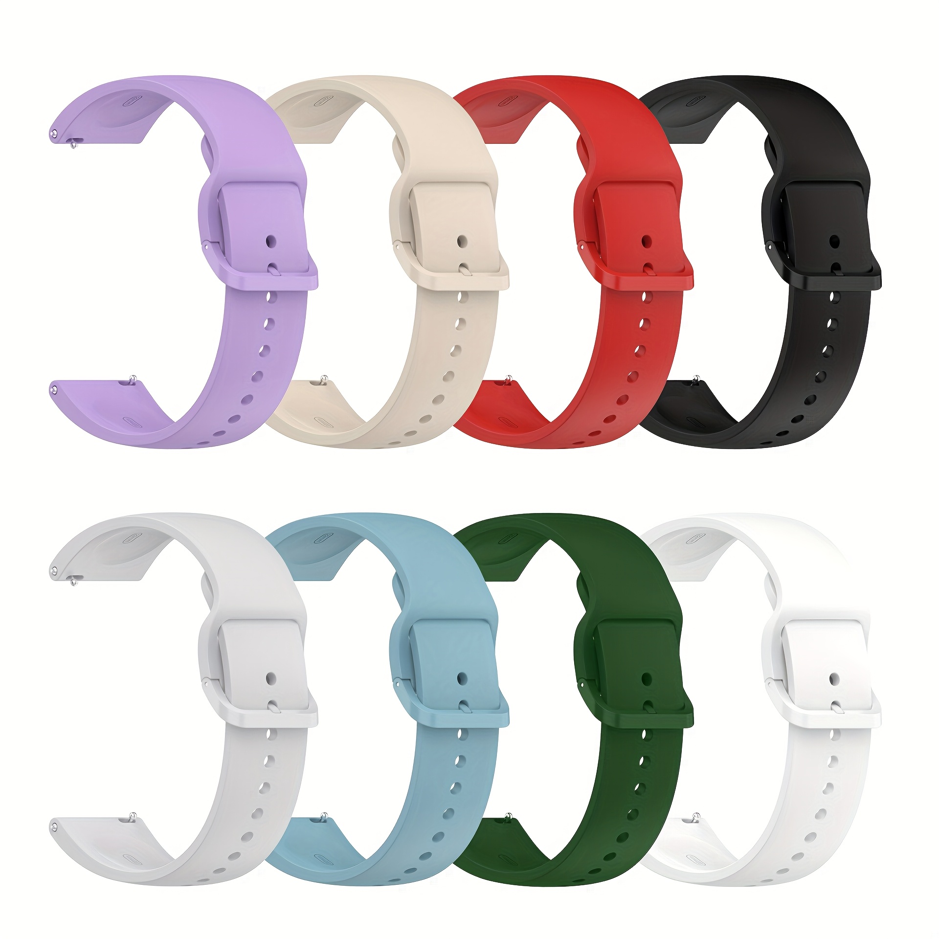 TEMU 8-pack Replacement Silicone Straps For Redmi Watch 5 Lite/5 Active | Adjustable, Fashionable Solid Color Wristbands With Deployant Clasp
