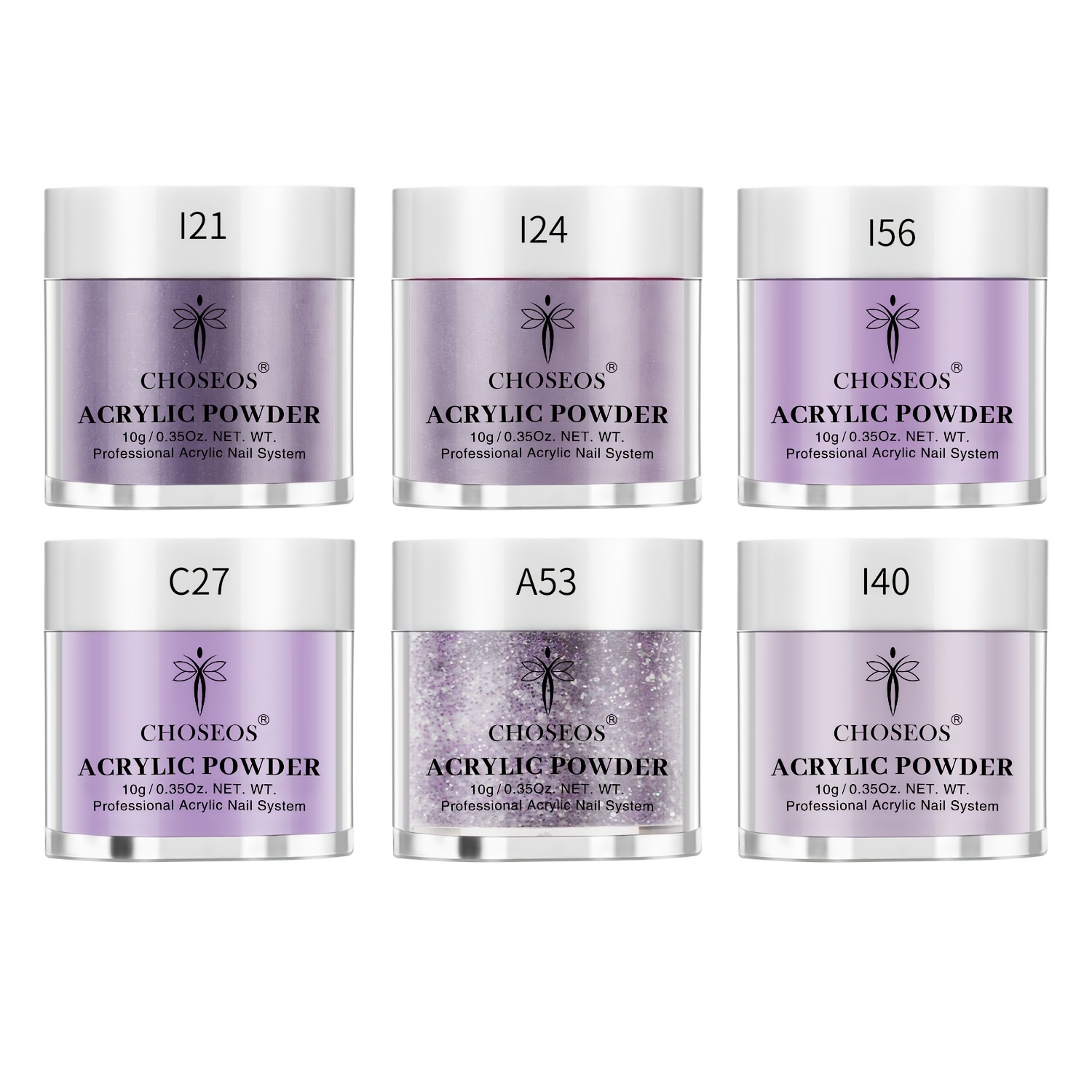 Image of 6-color Powder Set - Vibrant Purple Shades For & Extensions, Perfect Gift For Women And, Fragrance-free