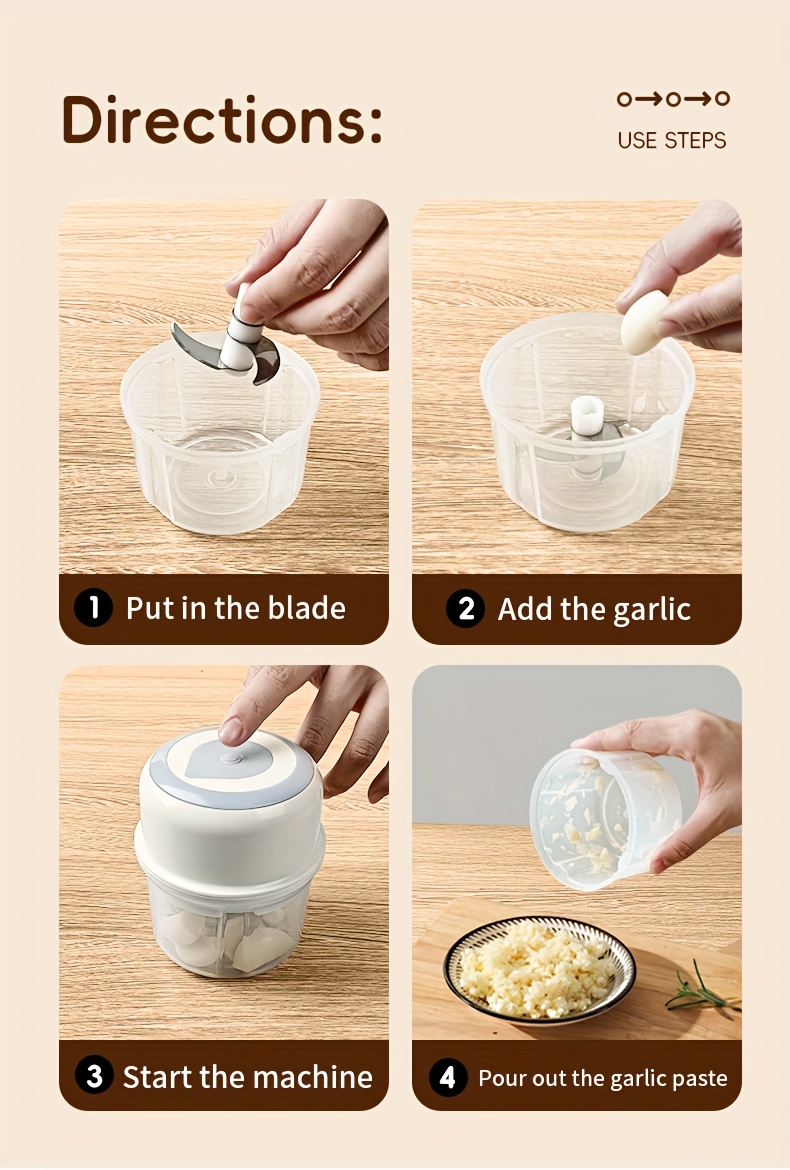 electric mini garlic chopper portable mini mincer electric food processor garlic mincer onion veggie chopper 8 45oz mini food maker presses for chili meat spices chopper blender machine Product details 0
