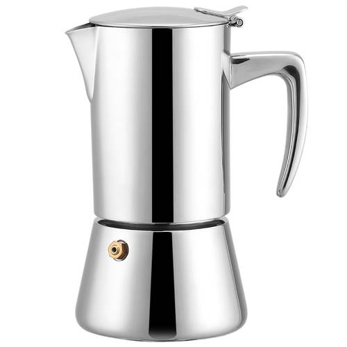 thickened 304 stainless steel pot 4 cup stovetop espresso maker 200ml 6 8oz capacity manual operation elegant design suitable for gas induction stovetops durable easy to for home or office use pot maker durable kitchenware