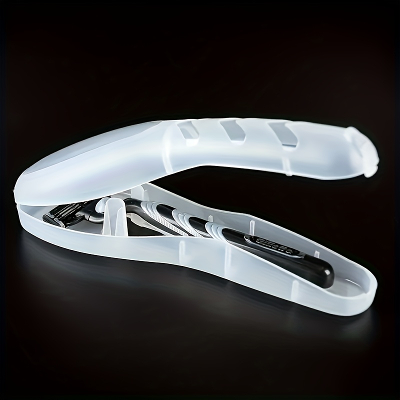 1pc Clear Plastic Shaver Storage Case, Portable Travel Razor Holder with Dust Cover, Hand Washable - White, Travel Accessories, Storage Box