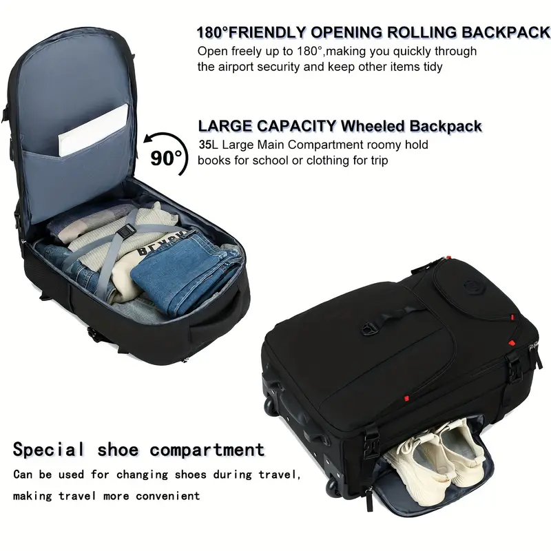 rolling backpack laptop backpack wheels travel backpack - Temu Oman rolling backpack laptop backpack wheels travel backpack - Temu Oman
