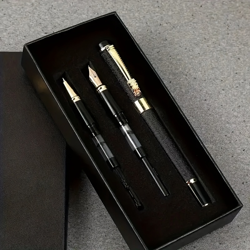 

3pcs Metal Fountain Pen Set With - 0.38mm/0.5mm/1.0mm - Ideal For Calligraphy, Artwork, And Daily - Elegant Black Gift Box Included