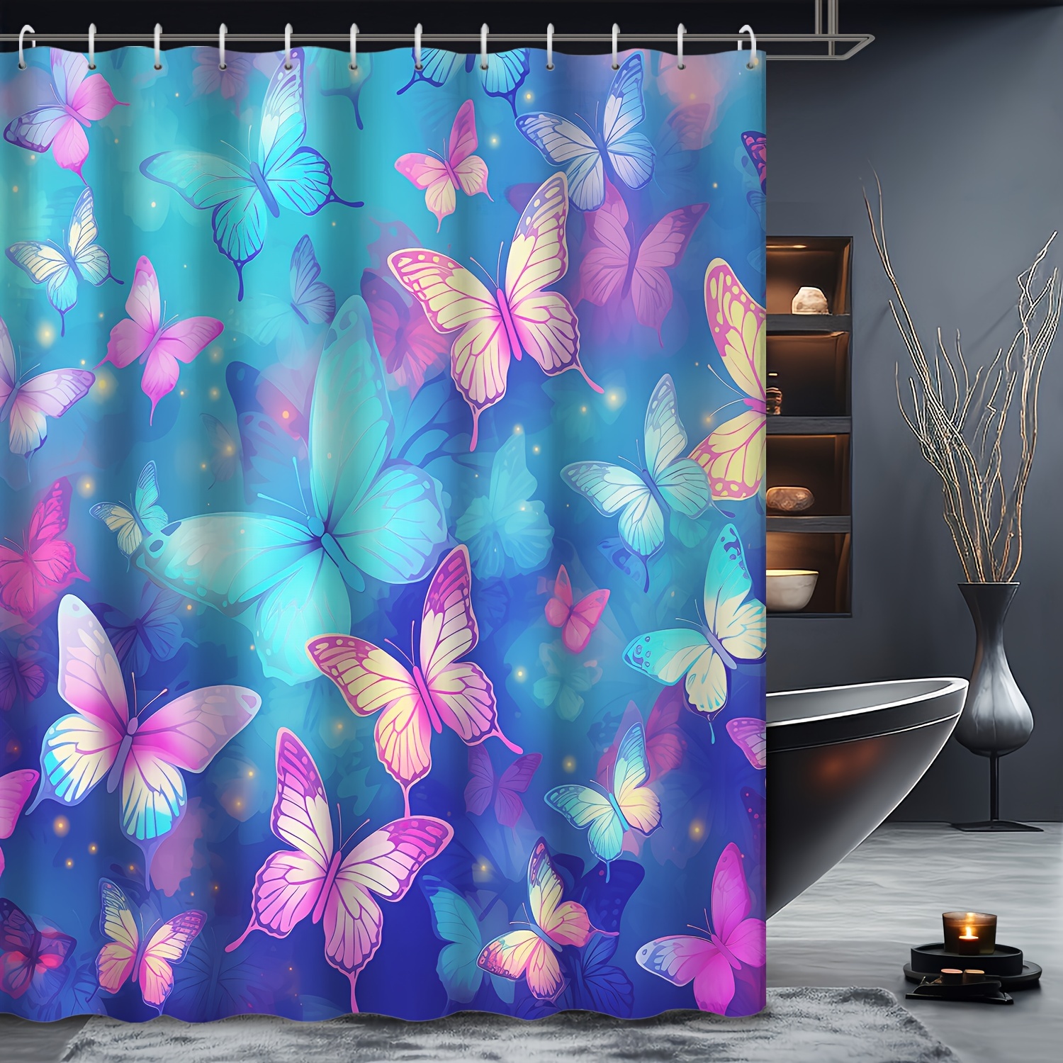 1 pieza Cortina de Ducha con Temática * * * * y * de Sueño, Cortina de  Ducha Decorativa * * 12 Ganchos de Plást, image size:1500x1500