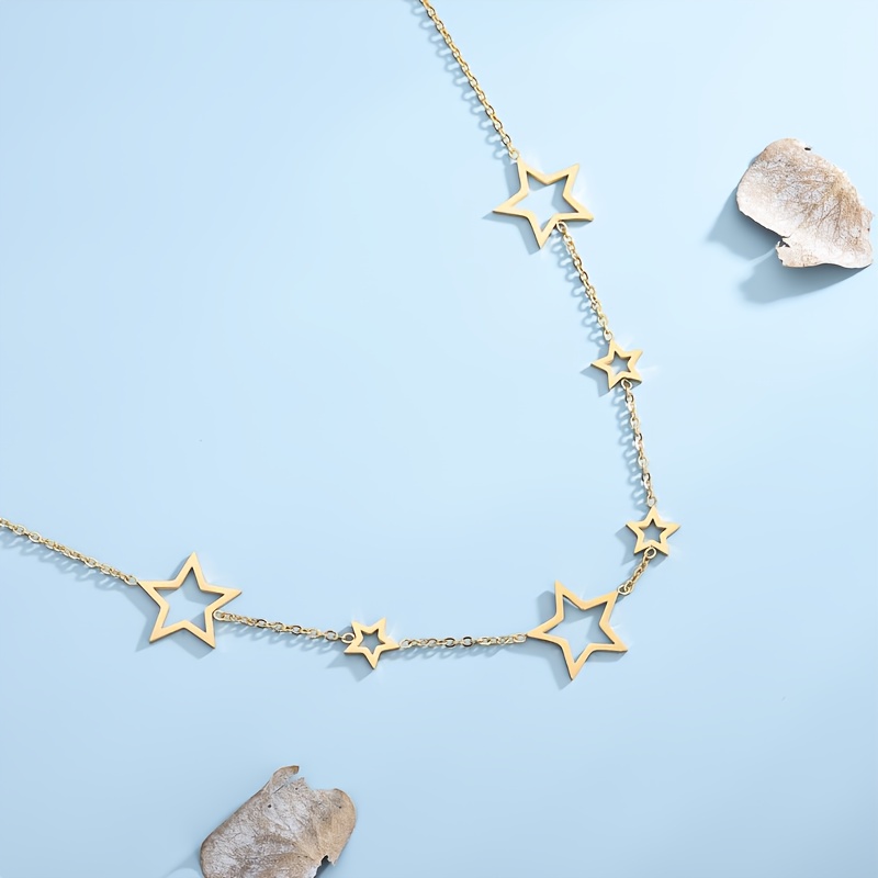 TEMU Collier Étoile en Acier Inoxydable pour Femmes, Design de Luxe Léger et Niche, Chaîne pour la Clavicule