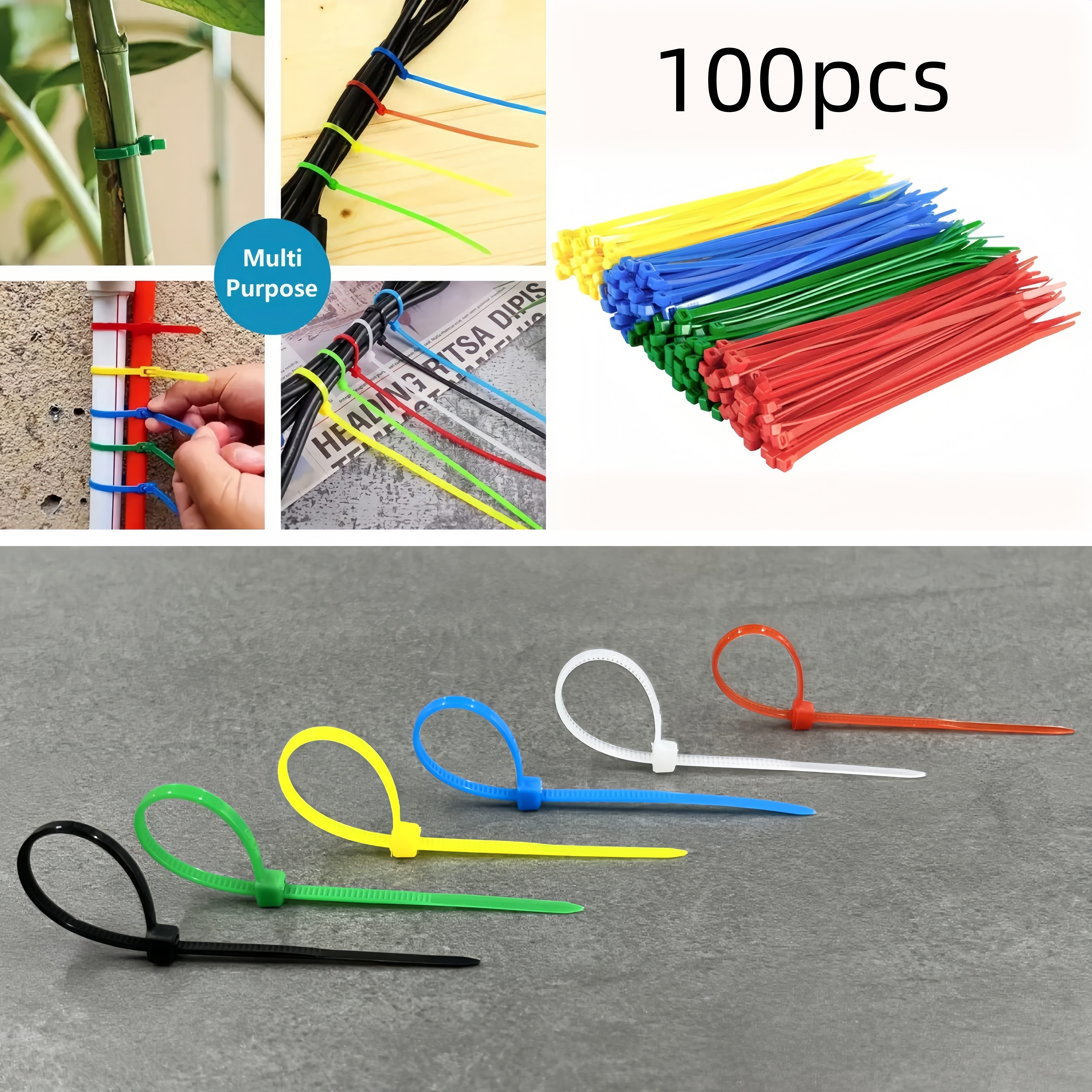 

100pcs , 3 , 6 , -tensile , -locking Plastic For Gardening And Use, , Oilcloth & Fastening