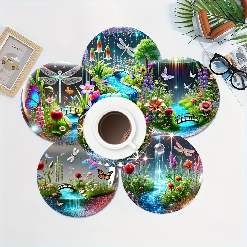 TEMU 6pcs Set Acrylic Coasters - -, Decorative For & Dining
