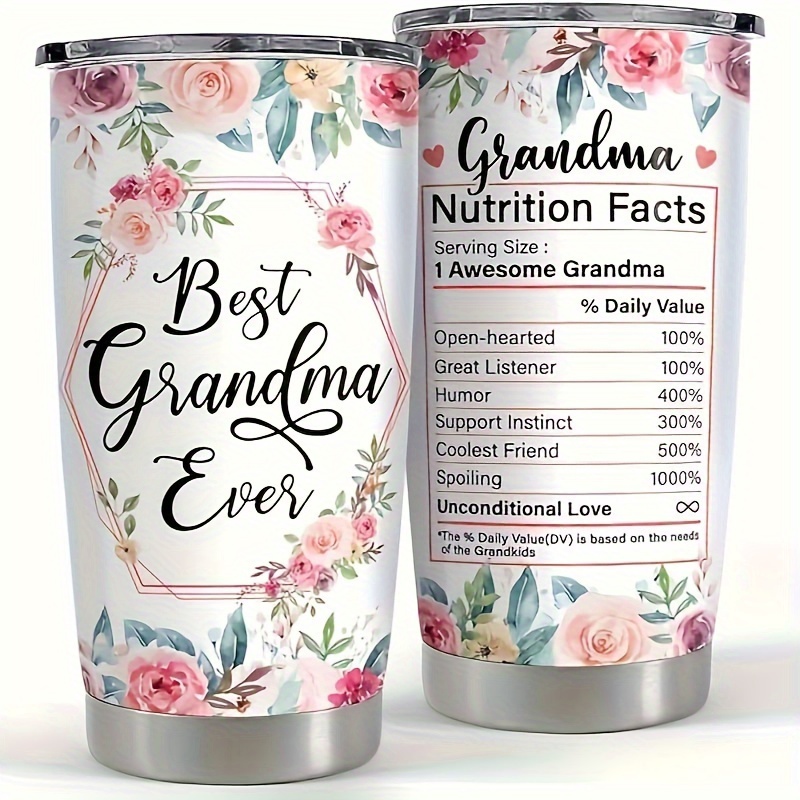 

1pc, Grandma Tumbler 20oz Grandma Gift Nana Cup Stainless Steel Insulated Tumblers Coffee Travel Mug Best Grandma Gifts For Mothers Day Birthday Christmas