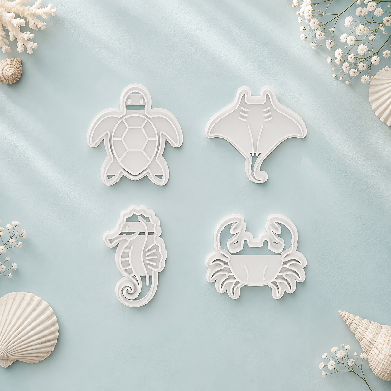 TEMU Lot de 4 emporte-pièces Ocean Partner en pâte polymère, moules à pâte divers animaux , moules à pâte d'animaux , outils de fabrication de bijoux