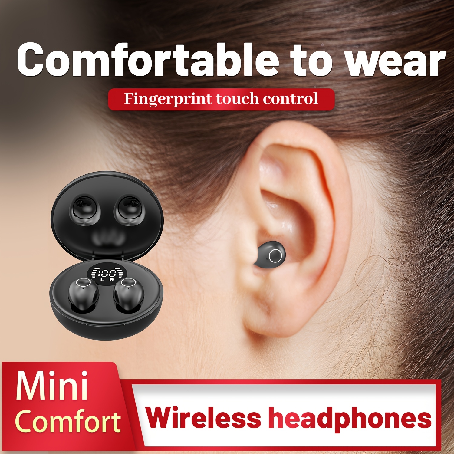 TEMU Ultra Long Standby Ultra Small Wireless Earphones, High-definition Hifi Sound Effects, Sports Earphones, Mini Compact, Suitable For Men And