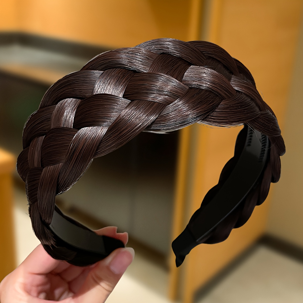 TEMU 1pc Women's Cross Woven Wig Headband, Wide Edge Headband, Retro Style, With Toothed Anti-slip Design, Women's Hair Accessory. Suitable For Daily