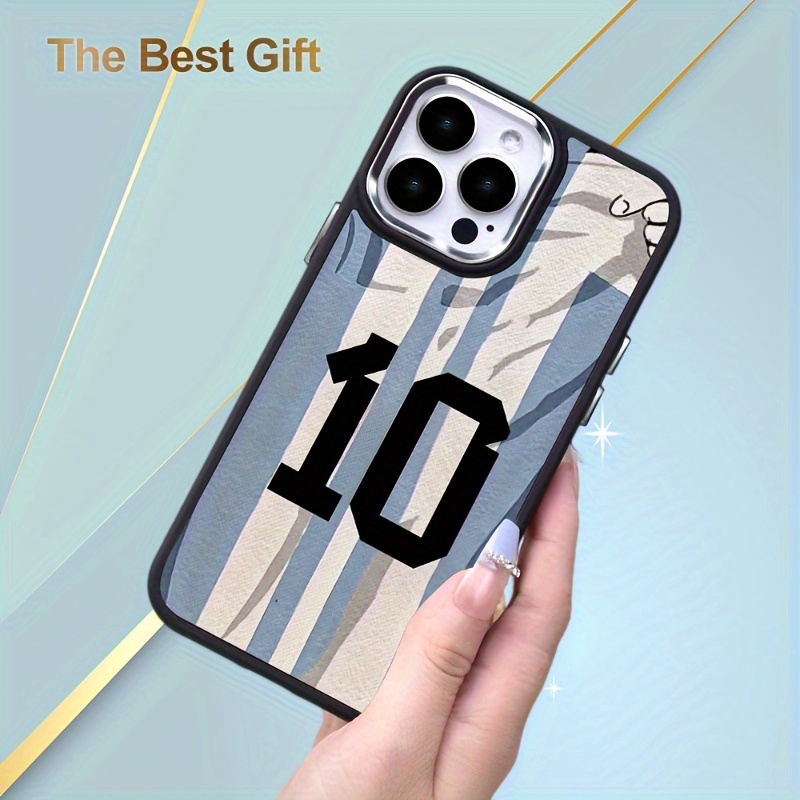 

Luxury No. 10 Jersey Print Pu Leather Phone Case Electroplating Phone Cover For Iphone 11 12 13 14 15 Plus Pro Max 7 8 X Xs Xr Se Mini