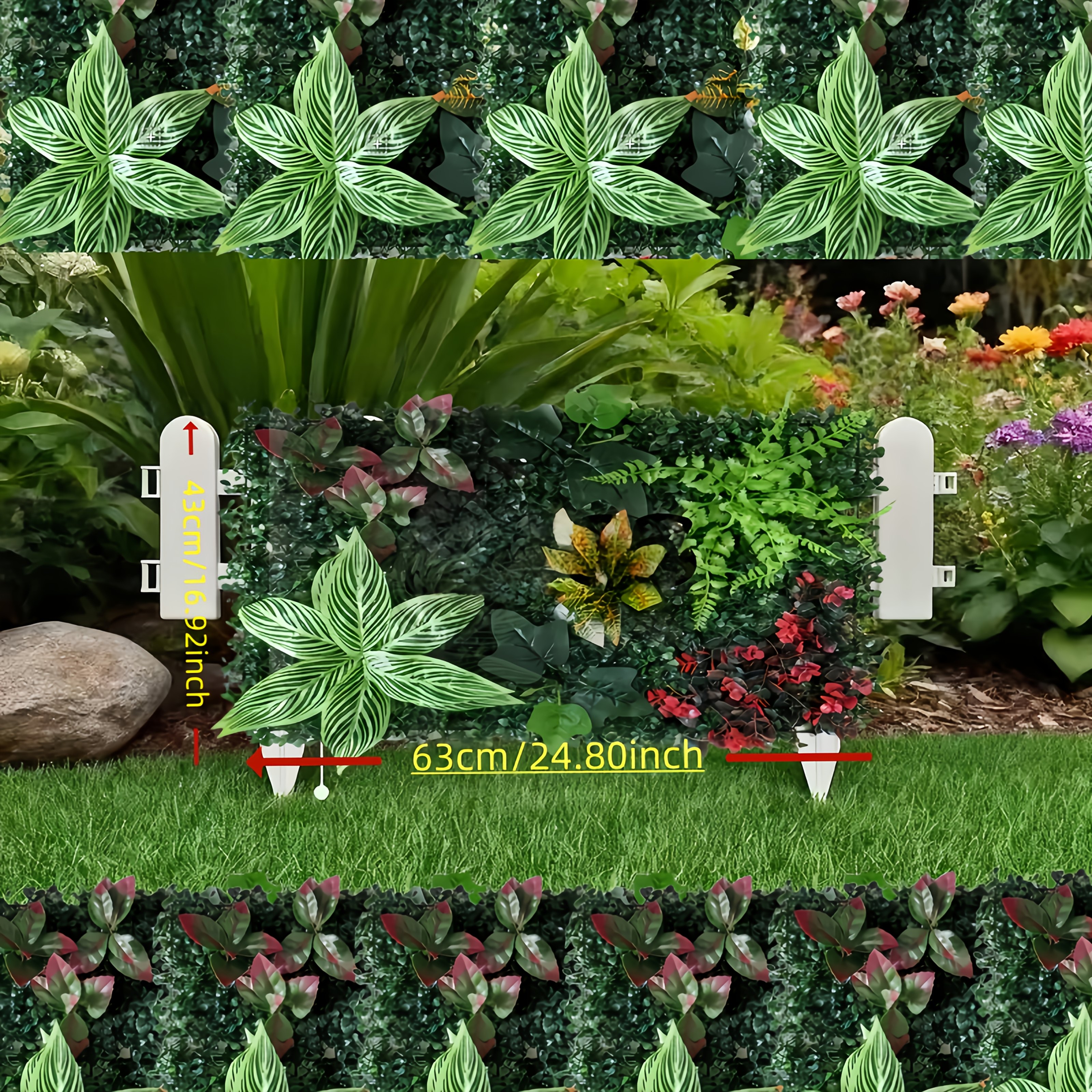 TEMU Outdoor Artificial Panel, Suitable For Home, Office, Wedding, Christmas, And Decoration, Realistic Plants, Vibrant Floral Decor, Durable Plastic