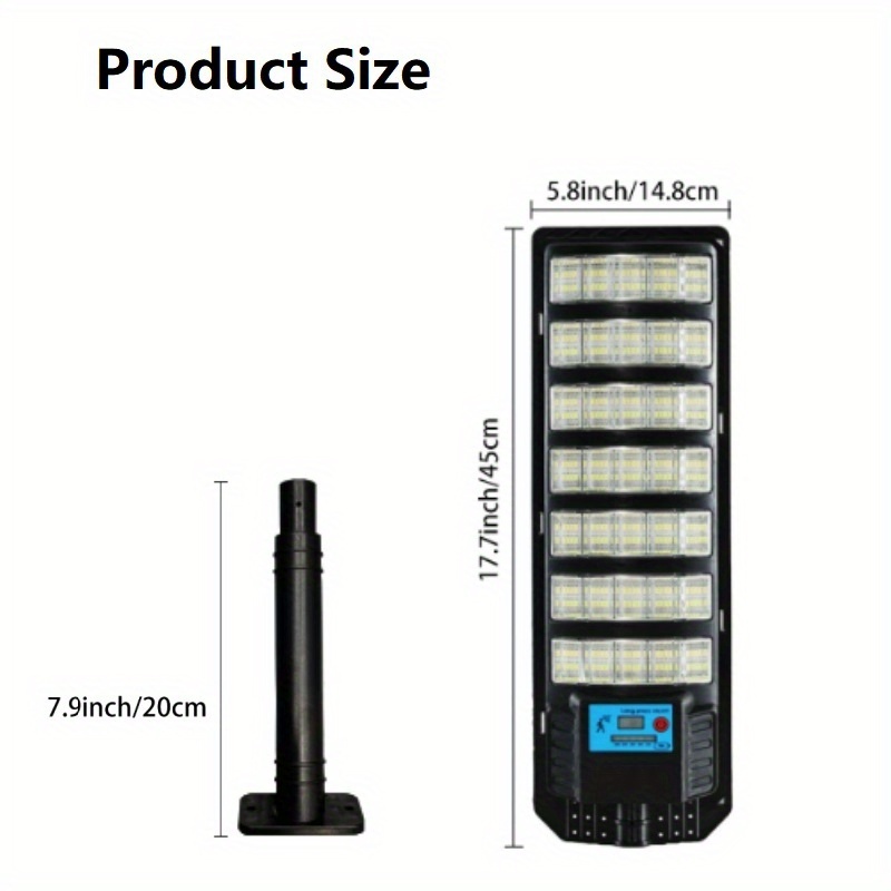 TEMU Solar Led Street Lights, Solar Powered Wall Lights, With Remote Control, Ip65 Sensor Mode, 15-20m Auto Detection Of Human/vehicle Movement,