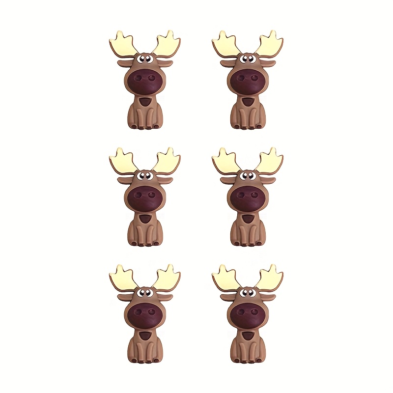 Image of Set Of 6 3d Deer Silicone Beads, Cartoon Animal Silicone Spacer Beads For Stringing, Keychains, And Lanyards, Suitable For Making Craft Wreaths, Necklaces, Bracelets, And Jewelry Additions