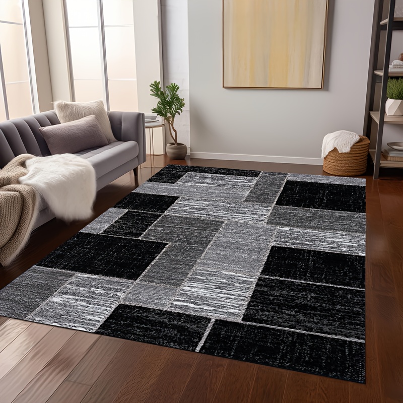 Large Rectangular Checkered Mat, Nordic Style
