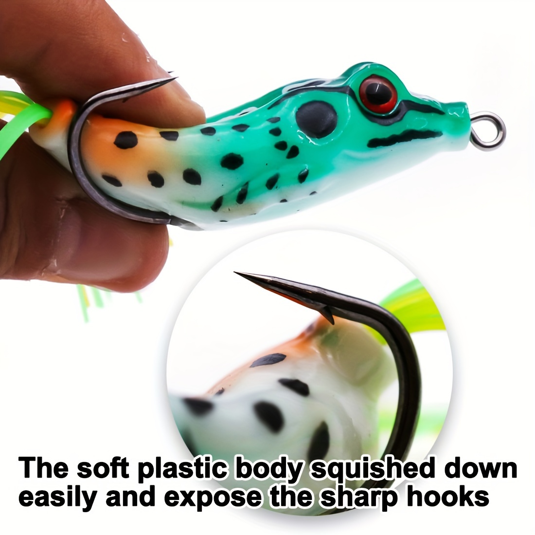 Topwater Frog Lure Bass Trout Fishing Lures Realistic Prop Frog Soft  Swimbait Floating Bait with Weedless Hooks for Freshwater