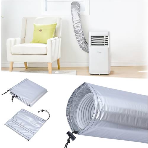 adjustable portable air conditioner hose insulation sleeve 4 layer aluminum foil insulated air conditioner hose cover suitable for 5 inch and 5 9 inch exhaust hoses with elastic drawstring energy saving dustproof